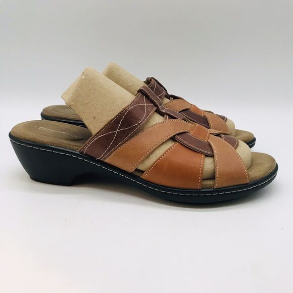 Rockport Adiprene by adidas Sandals Women's 8M Brown Leather Strappy Slide Shoes - Picture 3 of 11